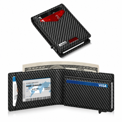 Valtro Pop-Up RFID Wallet in Carbon Black - product view 1