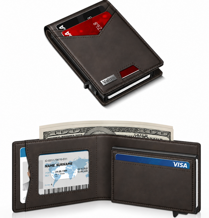Valtro Pop-Up RFID Wallet in Dark Brown - product view 1