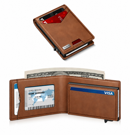 Valtro Pop-Up RFID Wallet in Brown - product view 1