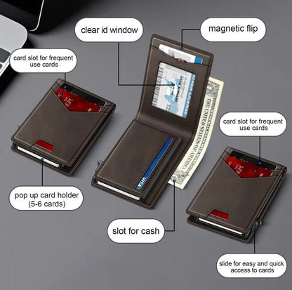 Valtro Pop-Up RFID Wallet in Dark Brown - product view 2