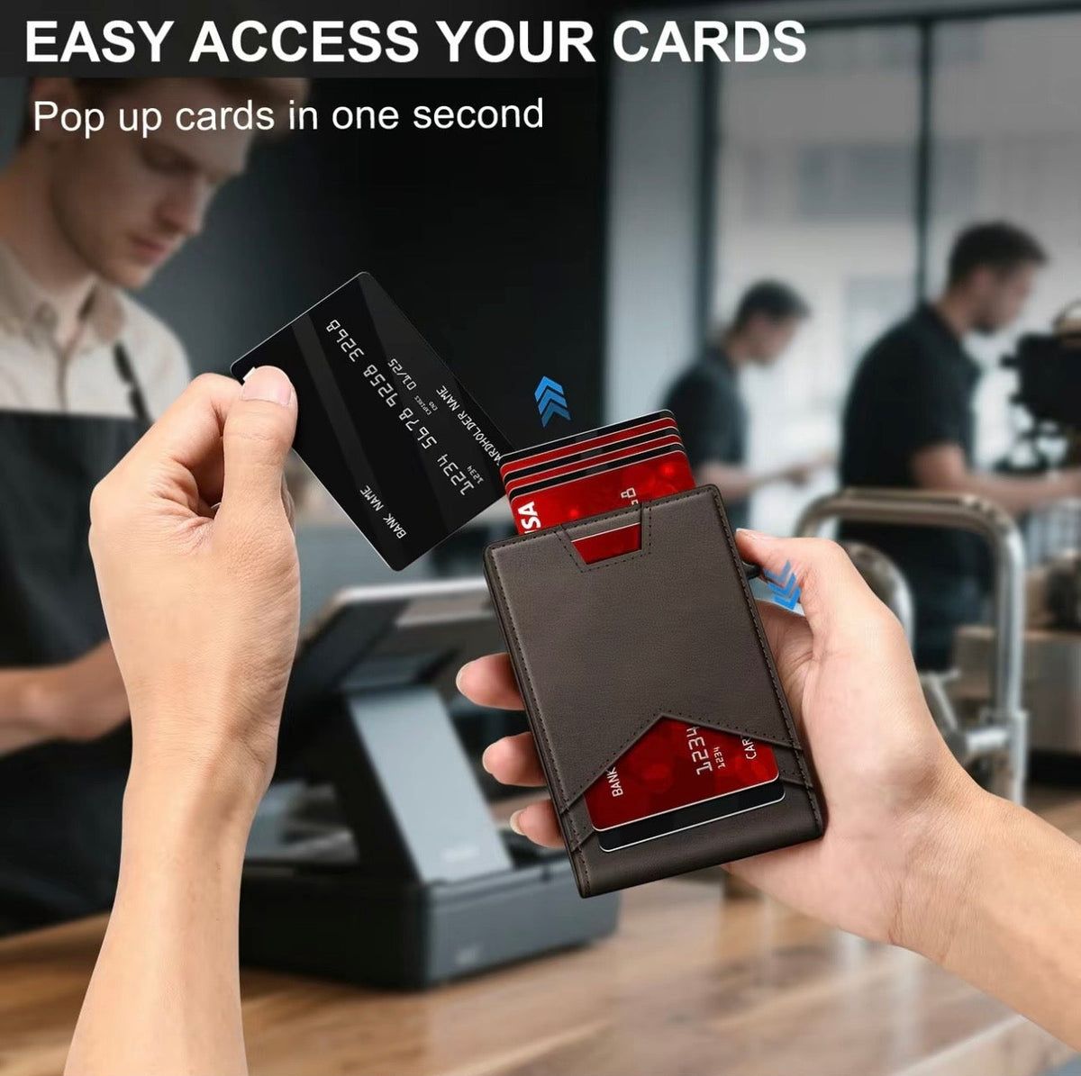 Valtro Pop-Up RFID Wallet in Dark Brown - product view 3