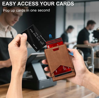 Valtro Pop-Up RFID Wallet in Brown - product view 4