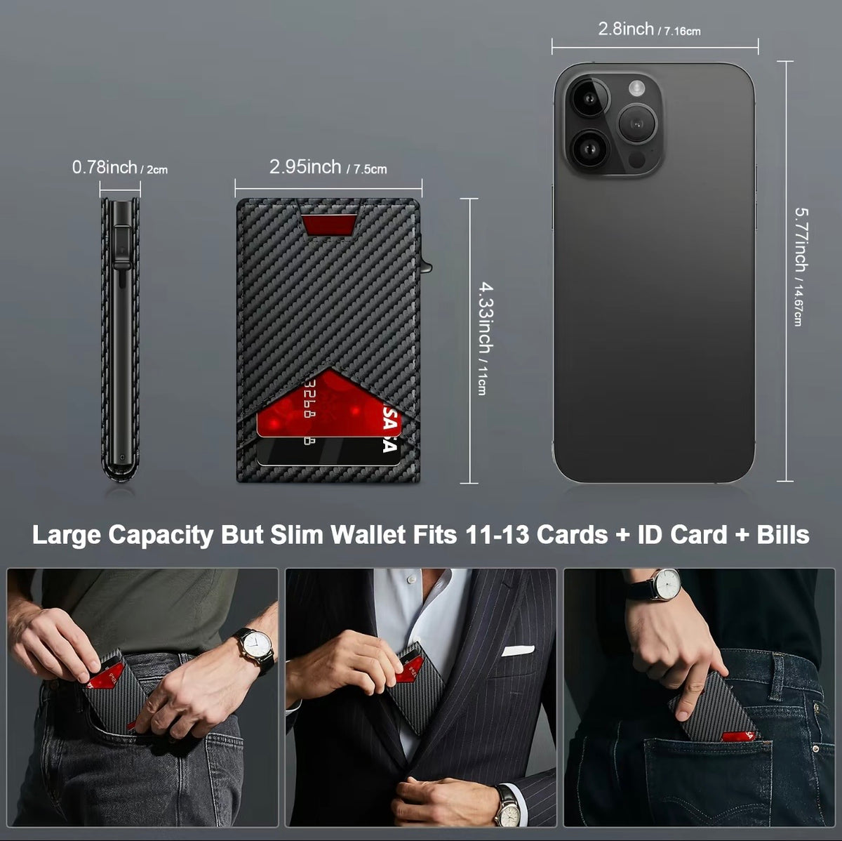 Valtro Pop-Up RFID Wallet in Carbon Black - product view 3