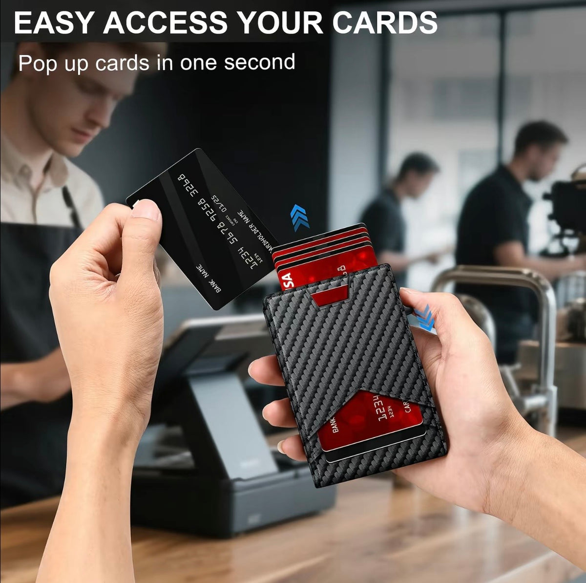 Valtro Pop-Up RFID Wallet in Carbon Black - product view 4