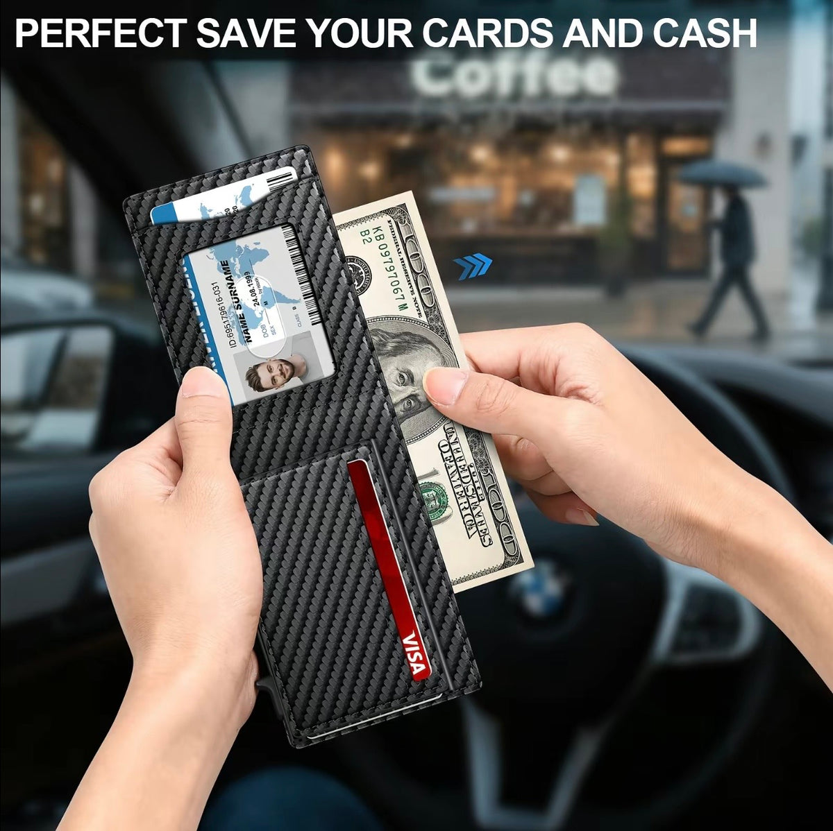 Valtro Pop-Up RFID Wallet in Carbon Black - product view 6