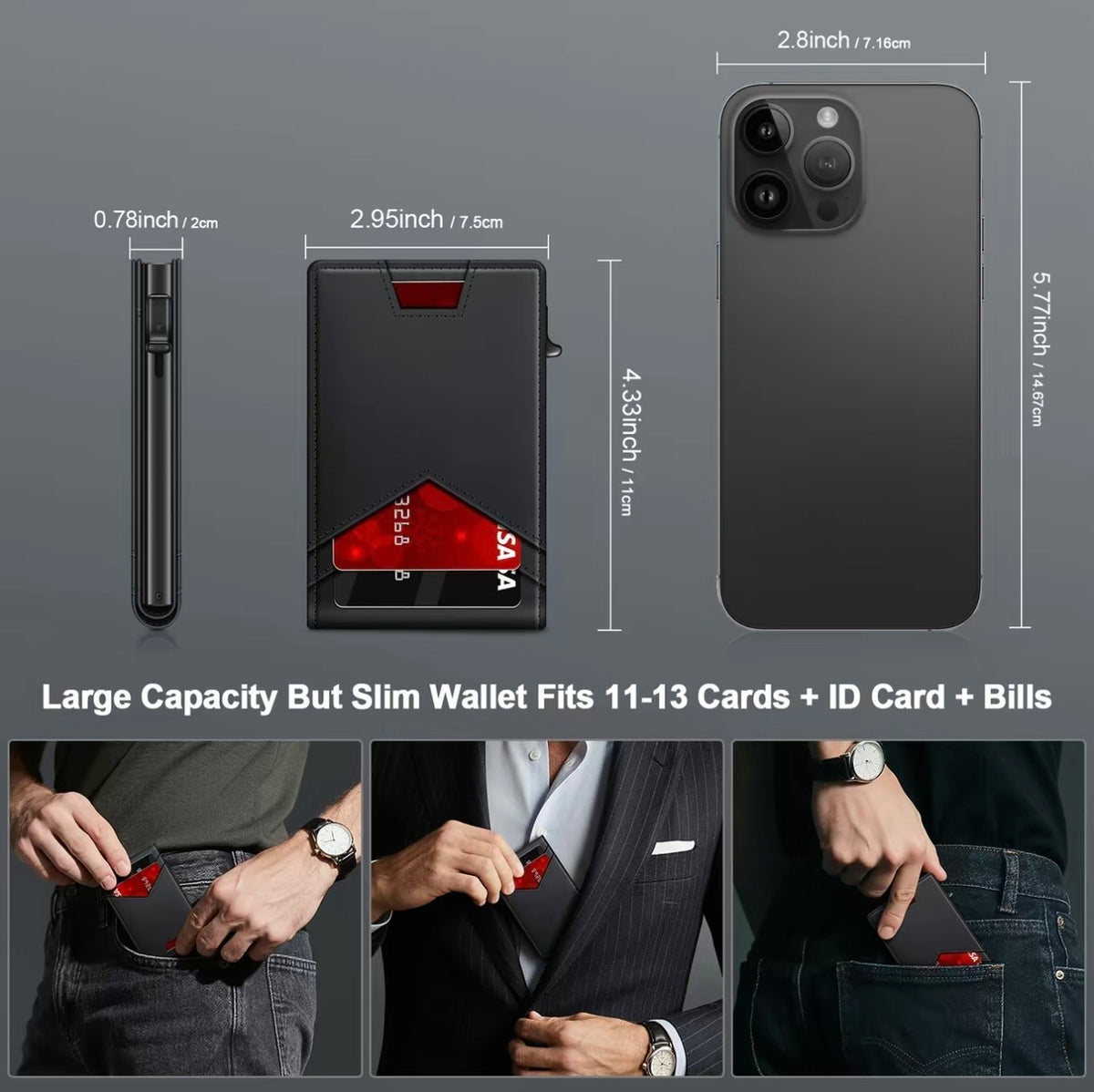 Valtro Pop-Up RFID Wallet in Black - product view 3